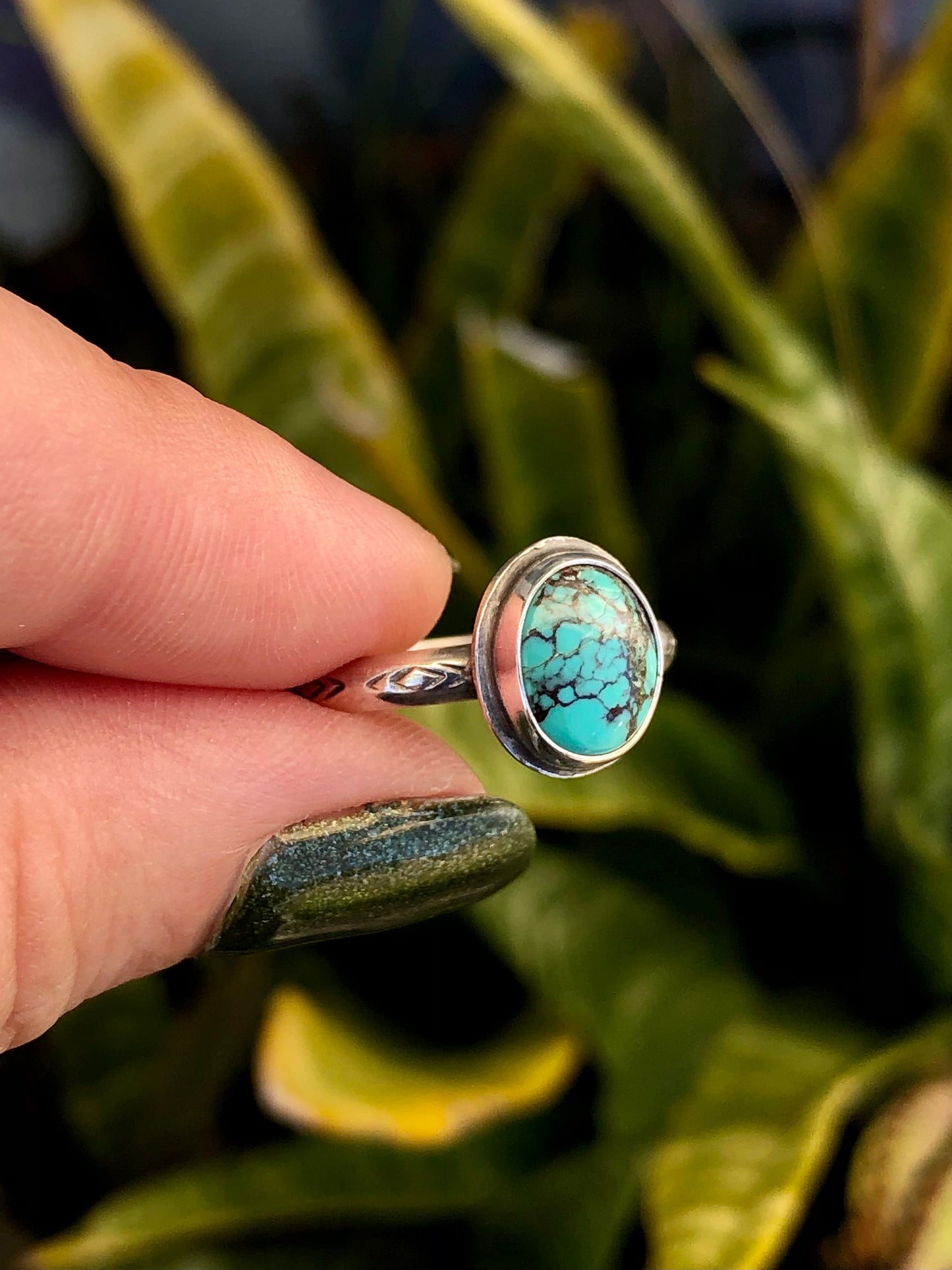 Hubei Turquoise Sterling Silver Ring SIZE 8.5