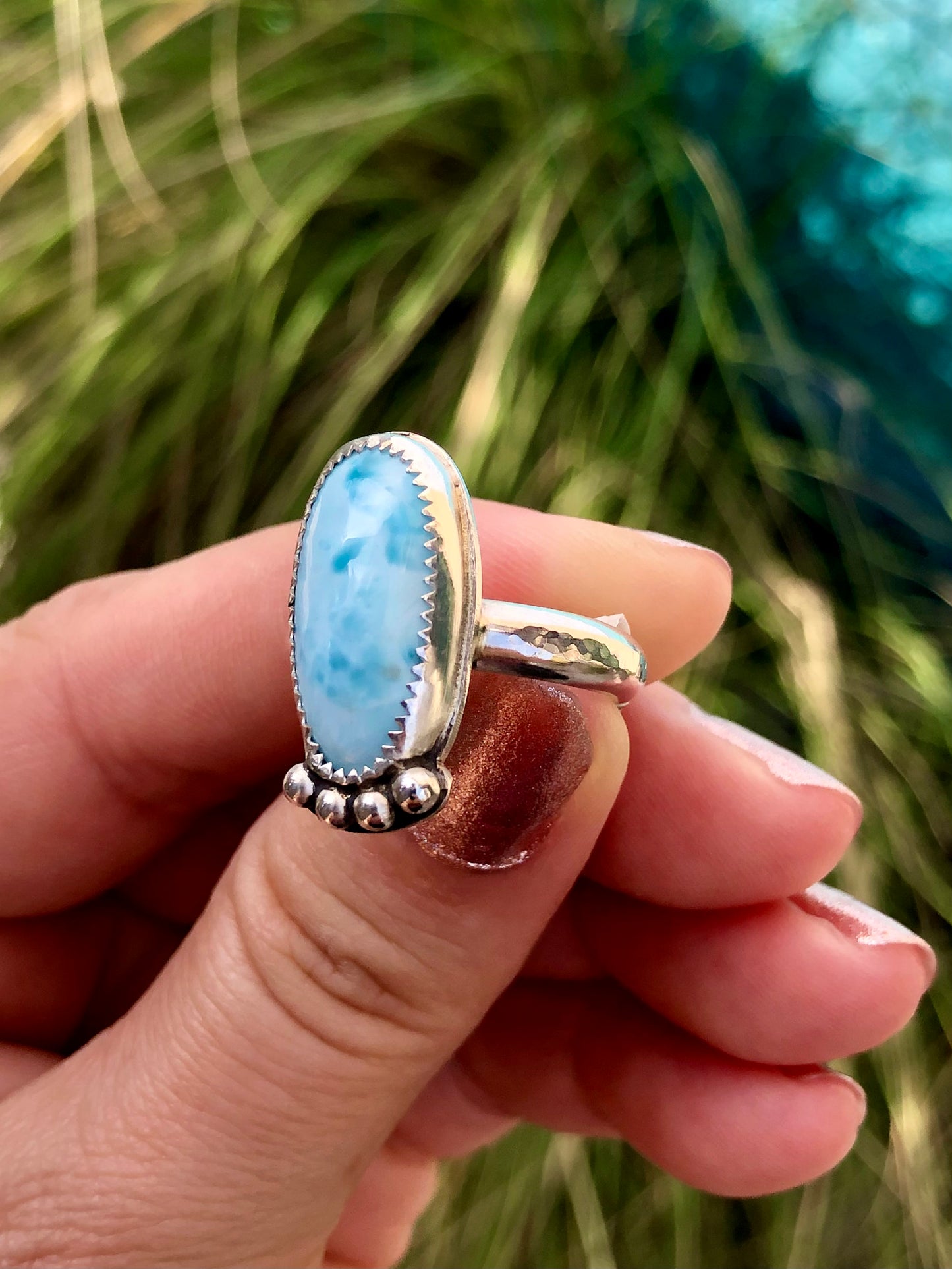 Larimar Sterling Silver Ring SIZE 8