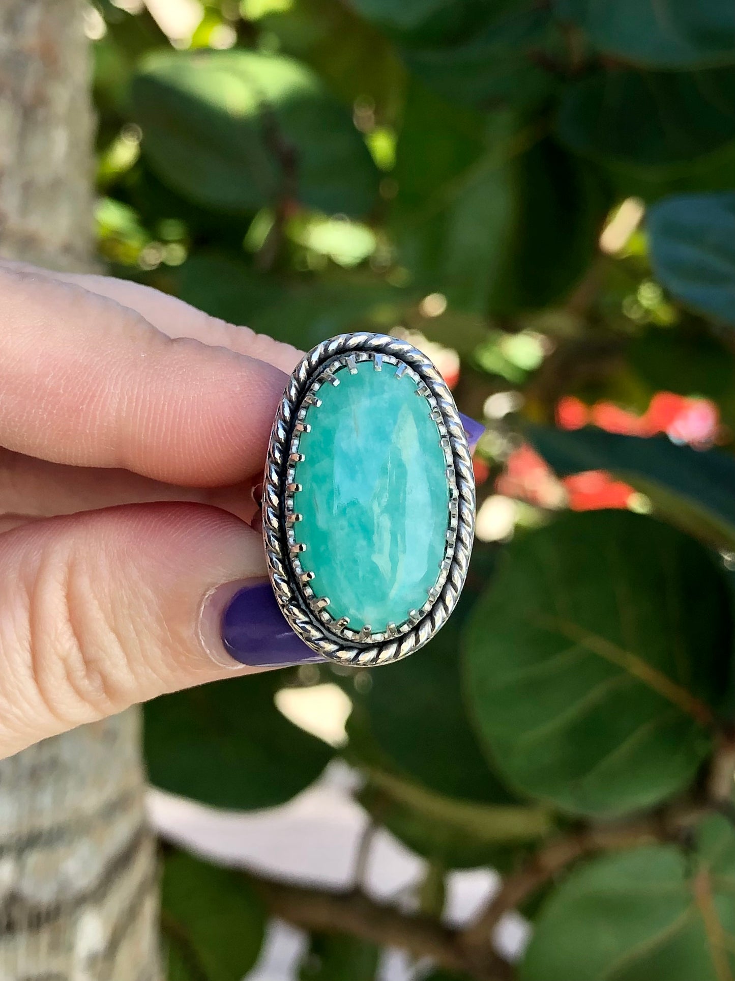 Amazonite Sterling Silver Ring SIZE 7.75