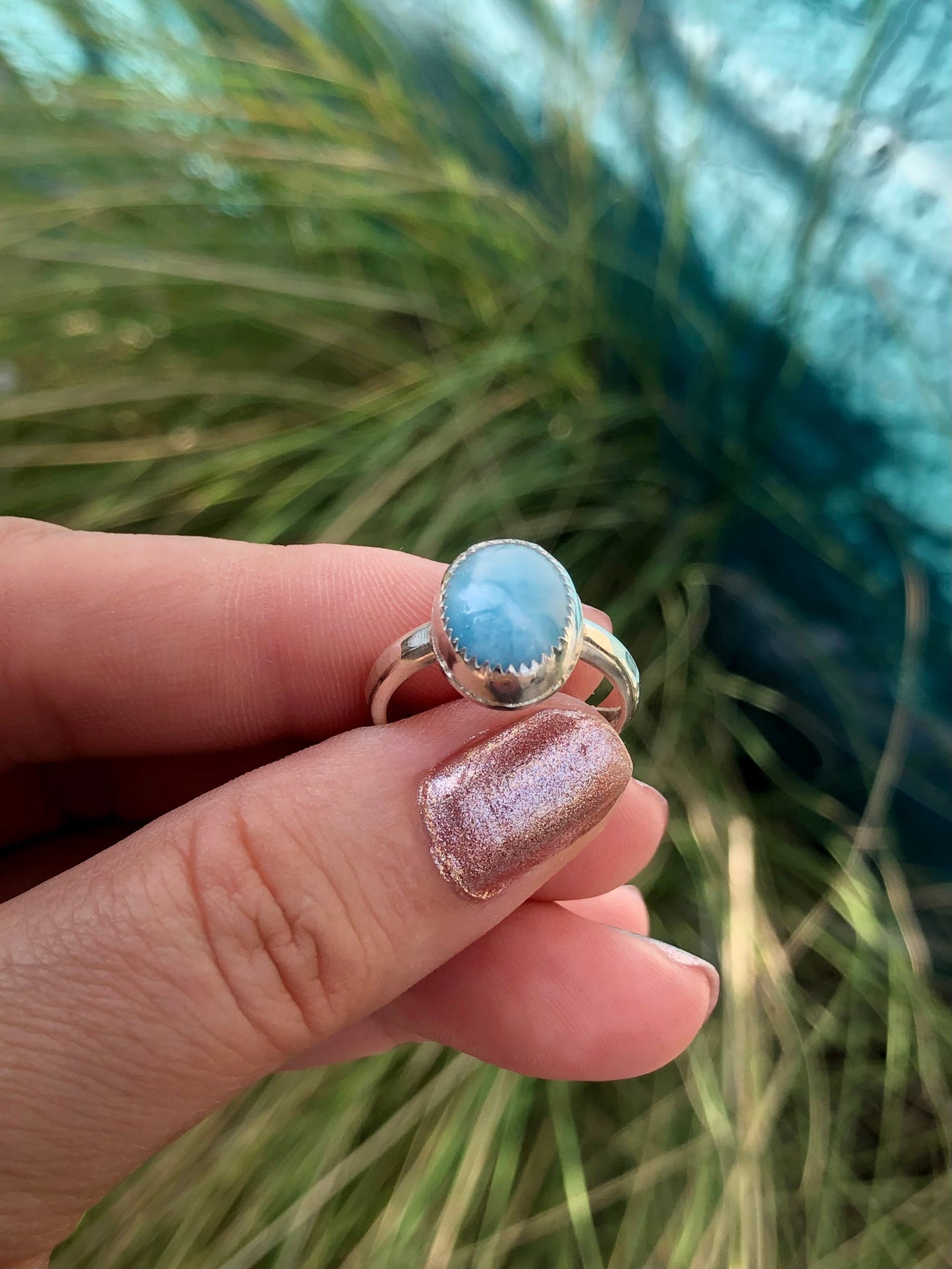 Larimar Sterling Silver Ring SIZE 6.75