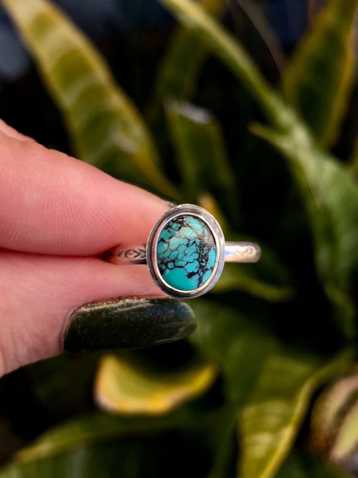 Hubei Turquoise Sterling Silver Ring SIZE 8.5