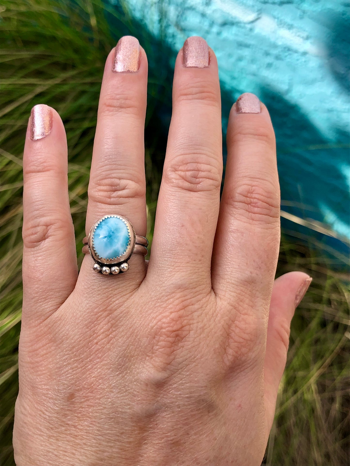 Larimar Sterling Silver Ring SIZE 6.5