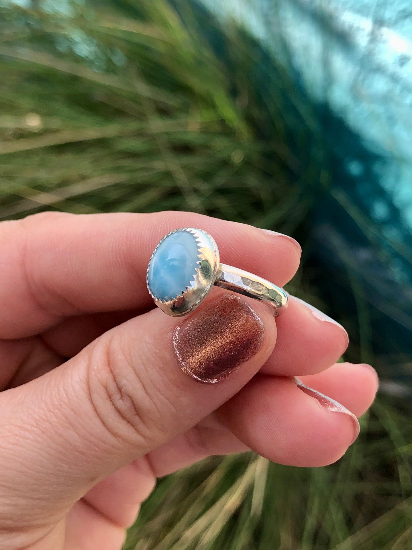 Larimar Sterling Silver Ring SIZE 6.75