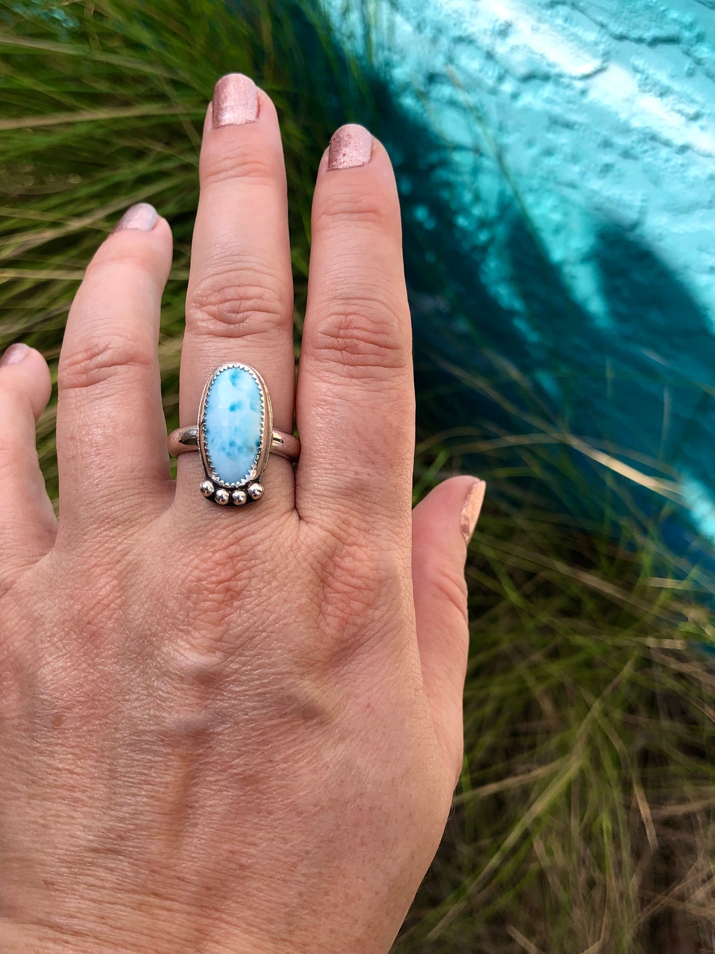 Larimar Sterling Silver Ring SIZE 8